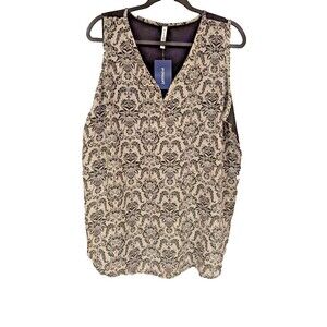 Piphany nwt XL tunic top Black and White‎ Jersey back Chiffon Front